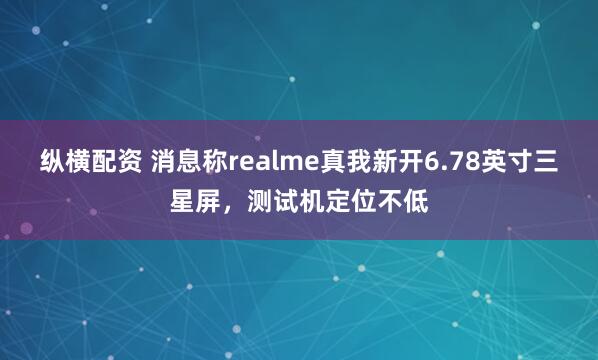 纵横配资 消息称realme真我新开6.78英寸三星屏，测试机定位不低